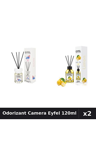 Eyfel Set 2 Odorizante Camera cu Betisoare 120ml - Orhidee, Lamaie Parfum Intens