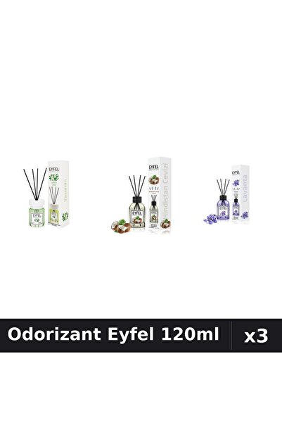 Eyfel Set 3 Odorizante Camera cu Betisoare - Iasomie, Lavanda, Nuca De Cocos ...