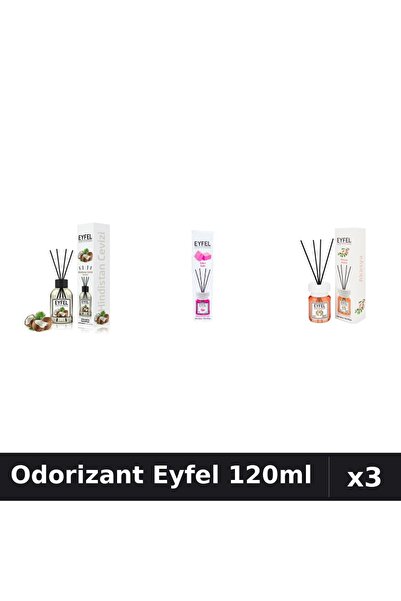 Eyfel Set 3 Odorizante Camera cu Betisoare 120ml - Nuca Cocos, Bubble Gum, Ac...