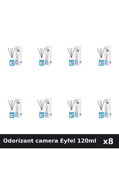Eyfel Set 8 Odorizant Camera cu Betisoare Cool Water 120ml - Parfum Intens