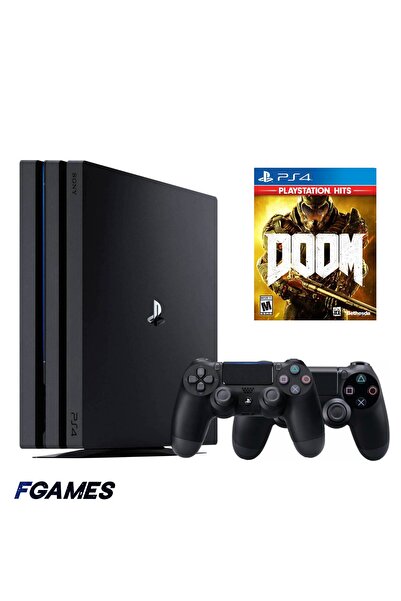 Sony Κονσόλα Playstation 4 Pro Ps4 1TB + Δύο Χειριστήρια + Doom (2016) PlaySt...