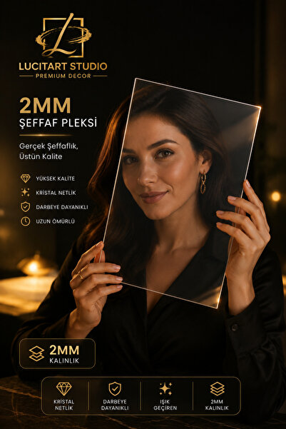 LucitART Şeffaf Pleksi Levha 2mm | Cam Görünümlü Kırılmaz Akrilik Pleksiglass...