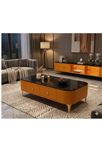 luxino Black and Orange Coffee Table 120cm*60cm*40cm