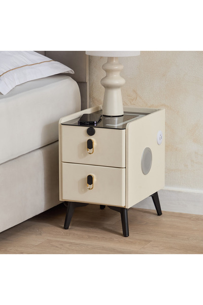 Home Box Ibiza Compact Smart 2-Drawer Compact Night Stand End Table