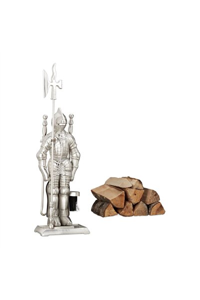 Ayawaska Set accesorii semineu 4 piese, design medieval, fabricat din fonta r...