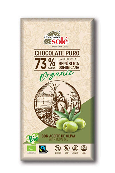 Chocolates Sole Ciocolată neagră organică cu ulei de măsline extravirgin, 100g