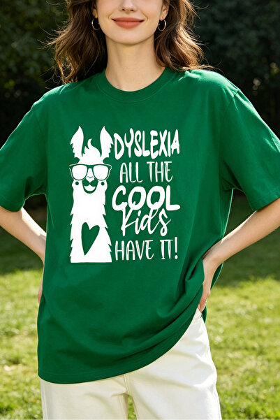 Fleck تي شيرت نسائي بطبعة "Dyslexia All The Cool Kids Have It Llama" بتصميم م...