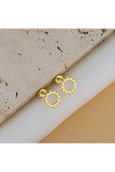 BLACK SWAN Bijoux Cercei Soare cu cheita din Argint / Argint suflat cu Aur 18K