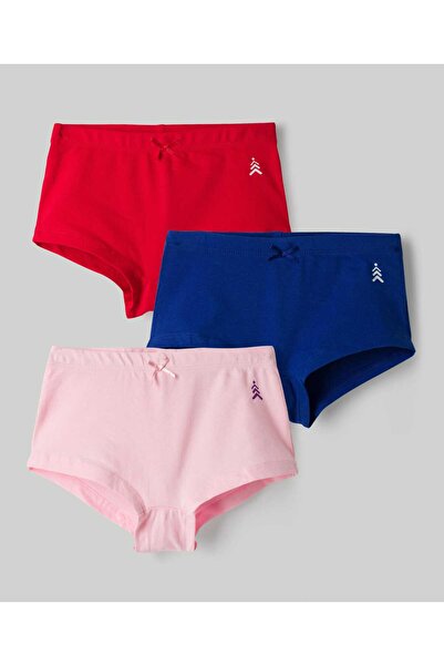 Pine kids Cotton Spandex Knit Solid Panties (Pack of 3) - Red/Blue/Pink