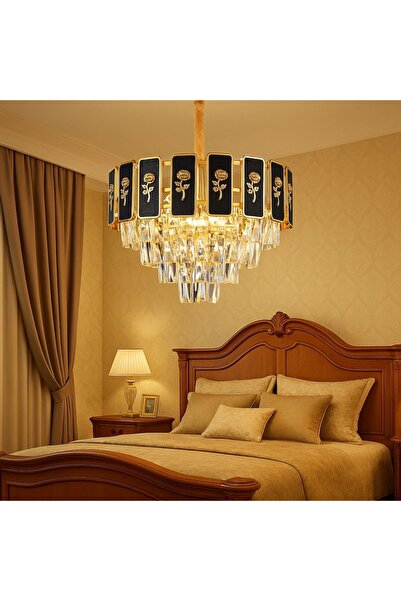 proled Crystal Radiance 800 Chandelier, modern lighting, E14, black with gold