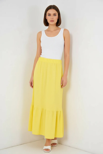 buğrahayalin Women's Ruffled Hem Yellow Skirt