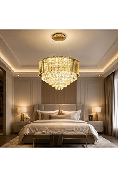 proled K9 Imperial Gold Crystal Chandelier A6068-400 with 80W LED and Remote ...
