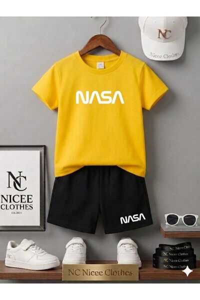 NC Nicee Clothes تي شيرت صيفي للأطفال للجنسين (طباعة ناسا كبيرة باللون الأبيض...