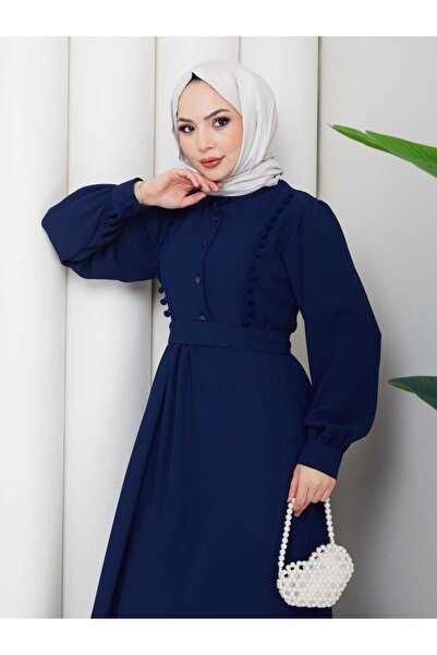 RETA MODA Women's High Collar Front Buttoned Iron-Free Sandy Crepe Belted Hij...
