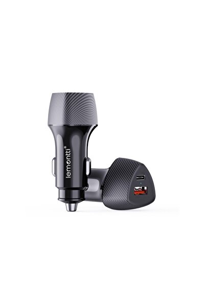 lemontti Încărcător auto super rapid 48W 2 porturi PD Type-C 30W + USB-A QC 3...