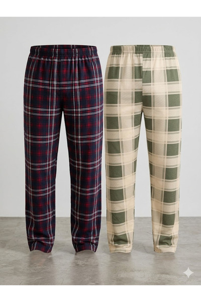 Serena Pantaloni de pijama barbat big size 2 piese/set - multicolor