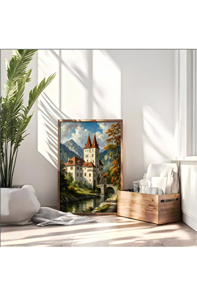 alphobitasarım Castel cu acoperiș roșu cu vedere la munții alpi și la râu - T...