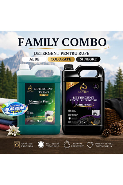 Nuvien Family Combo Detergent Package, complete package for white, colored, b...
