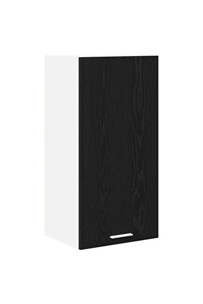 vidaxl Riga Wall Cabinet with Door Black and White Oak 40 x 31 x 80 cm