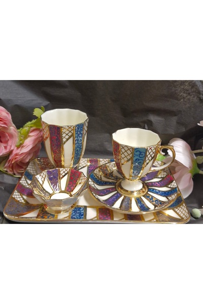 BY.RAYKA PORSELEN El Dekor Porcelain Hand-Painted Kaftan Single-Person Coffee...