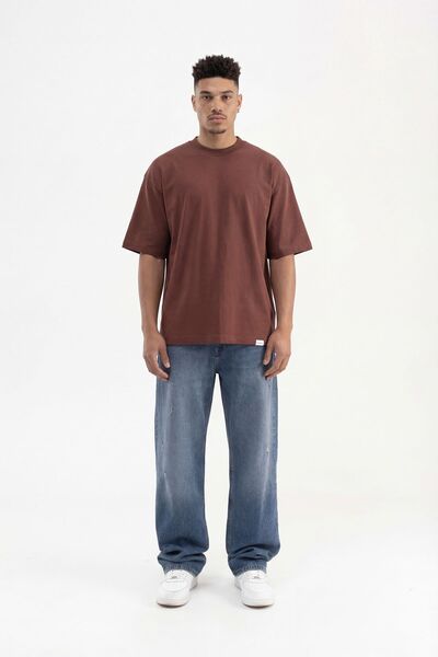 Machinist Tricou basic supradimensionat pentru bărbați – Maro L