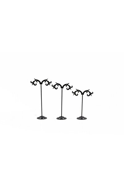 OEM Top Bottom Set of 3 black metal stands for displaying and storing earrings