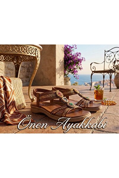 Guja صندل حجري أنيق بلون القهوة بتصميم مريح