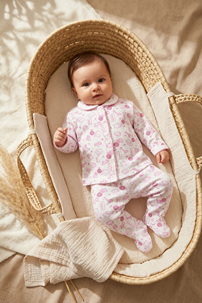 Babydonat طقم بيجامة أطفال من ميلا سوفت سافاري باللون الوردي مع أشكال حيوانات...