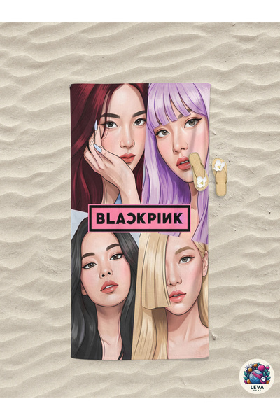 Levva Home Black Pink Kpop Patterned Cotton Digital Printed Young Girls Beach...