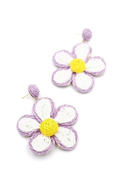 Marsilyan Nvdn- Ieg - Fabric Daisy Earrings - Purple Iegrs-Nvdn1