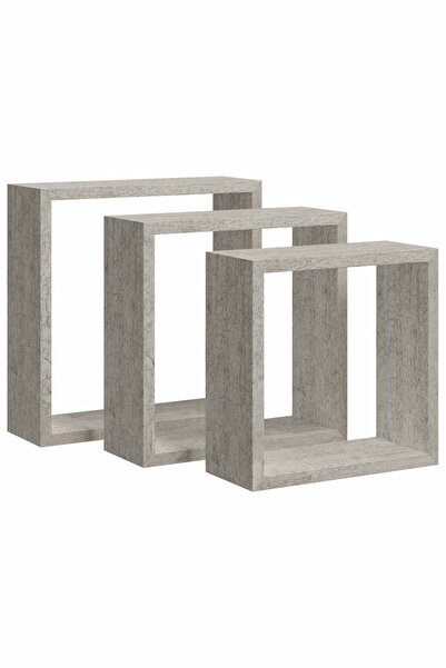 vidaxl Rafturi de perete cub, 3 buc., gri beton