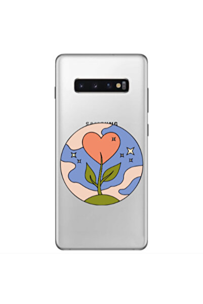 Other Samsung S10 Plus Hearted Flower Transparent Silicone TPU Θήκη