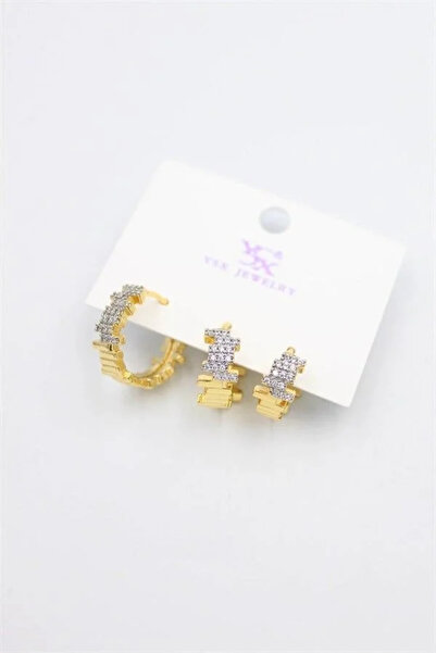 Marsilyan Nvdn- Ieg - 3-Piece Stone Earrings - Gold Iegrs-Nvdn1