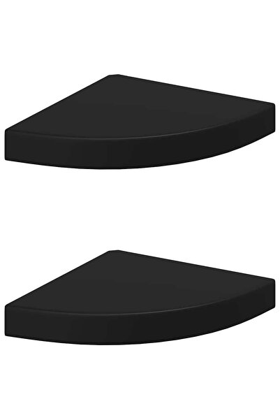 vidaxl Rafturi colț de perete, 2 buc., negru, 25x25x3,8 cm, MDF