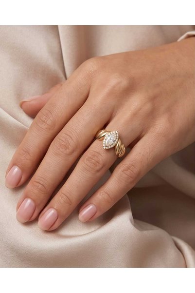 XUPING JEWELRY خاتم من الزركون بتفاصيل هندسية