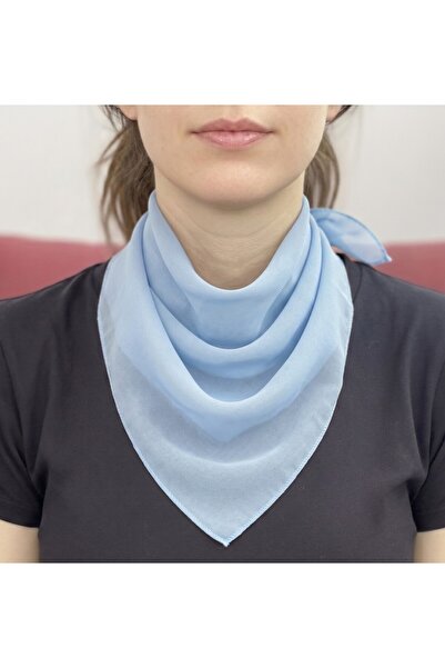 JZ MODA Light Blue Plain Simple Chiffon Square Scarf - Elegant Women's Neck S...