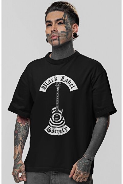 SEVBANO Tricou oversize unisex cu imprimeu Black Label Society Rock Metal Mus...