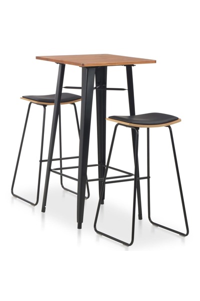 vidaxl Set mobilier de bar, 3 piese, negru, oțel