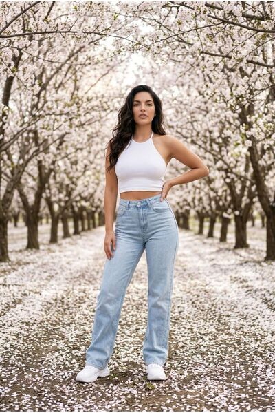 tof jean Btl Γυναικείο ανοιχτό μπλε Ice Blue Casual τζιν παντελόνι Lycra Pala...