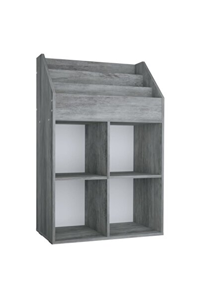 vidaxl Raft de reviste pentru copii, gri, 71x30x114 cm, lemn prelucrat