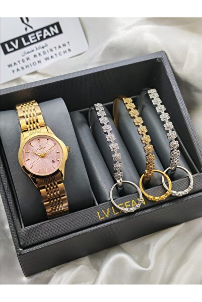 LV LEFAN Women's Watch with 3 Matching Accessory Bracelets.