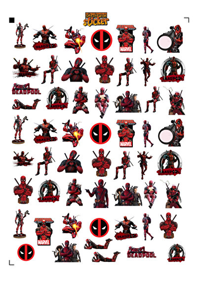 Simirna Tasarım Deadpool Sticker Seti Sticker Fotoğraf Kağıdı Yüksek Çözünürlük