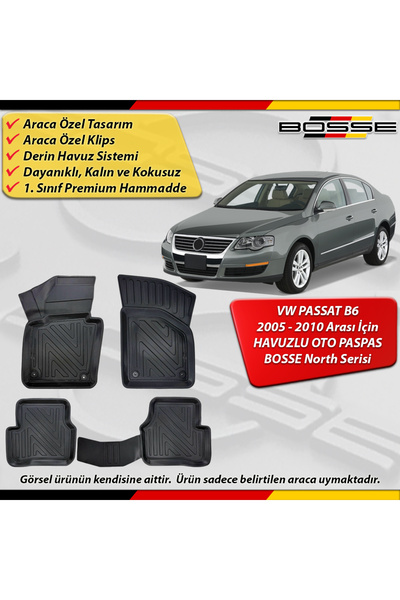 BOSSE North VW Passat B6 Paspas Araca Özel 2005 - 2010 Arası İçin Derin Havuz...