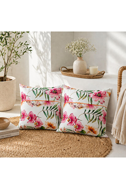 Kotonia Home Pack of 2 decorative pillows - 50x50 cm, 100% cotton cretonne wa...