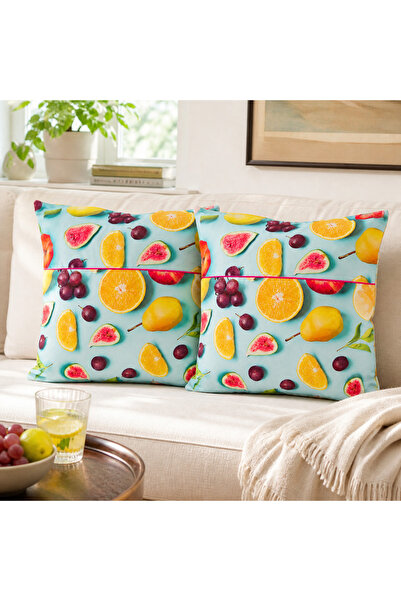 Kotonia Home Pack of 2 decorative pillows - 50x50 cm, 100% cotton cretonne wa...