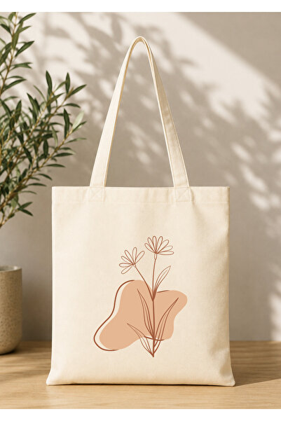 Eylül Design Vintage Boho Patterned Printed Raw Fabric Bag Organic Tote Bag