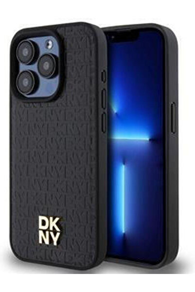 Dkny Pu Leather Repeat Pattern Stack Logo Magsafe Case Iphone 14 Pro Max Blac...