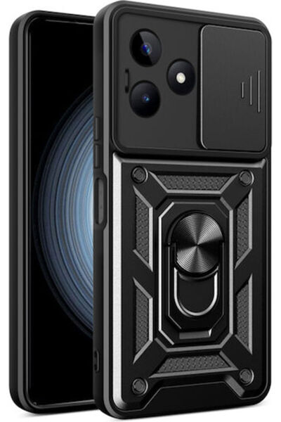 Techsuit Camshield Πίσω Κάλυμμα Πλαστικό / Σιλικόνη Μαύρο (Realme C51)