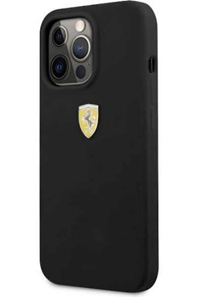 Ferrari Θήκη Πλάτης Σιλικόνης Μαύρη με Λογότυπο Υγρού Μετάλλου (iPhone 13 Pro...