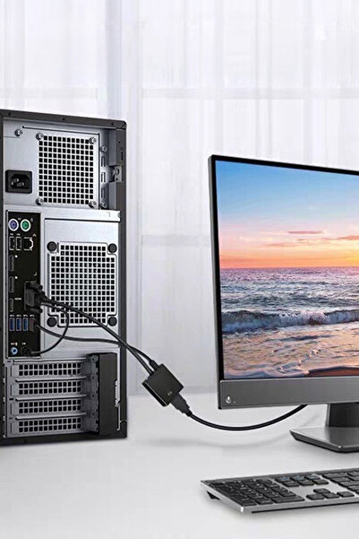 ThenTech Ses Destekli VGA To HDMI Dönüştürücü Çevirici Aux Kablolu Görüntü Ak...